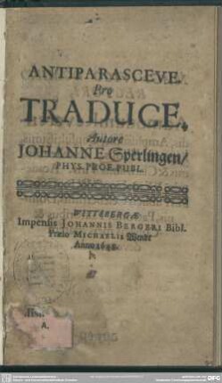 Antiparasceue. pro traduce