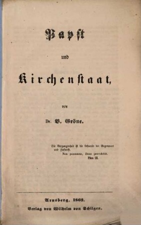 Papst und Kirchenstaat