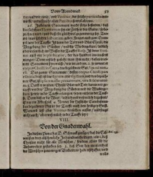VIII. Von der Gnadenwahl.