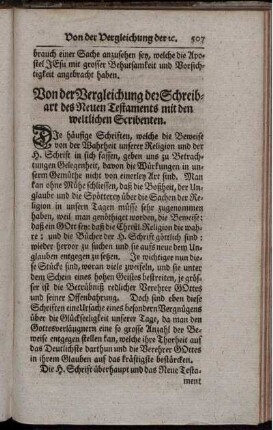 Von der Vergleichung der Schreibart des Neuen Testaments mit den weltlichen Scribenten.