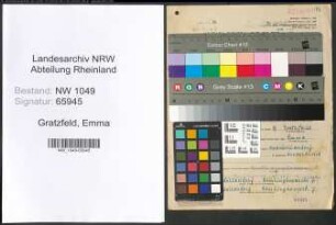Entnazifizierung Emma Gratzfeld , geb. 21.04.1900 (Postassistentin)