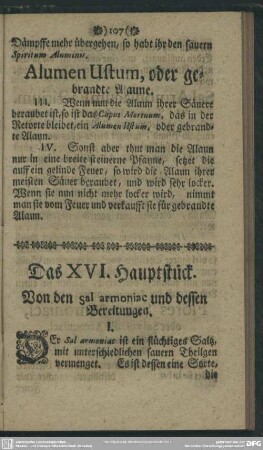 Das XVI. Hauptstück. Von den Sal armoniac und dessen Bereitungen