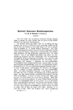 Herbert Spencers Erziehungslehre : (Schluß)