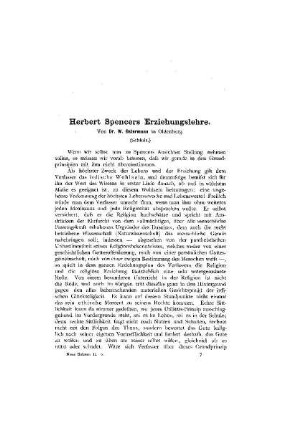 Herbert Spencers Erziehungslehre : (Schluß)