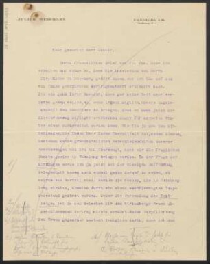 Brief an Ludwig Strecker und B. Schott's Söhne : o.D.