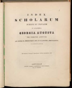 1886_SS: Index scholarum publice et privatim in Academia Georgia Augusta ... habendarum