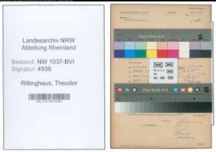 Entnazifizierung Theodor Rittinghaus , geb. 04.09.1899 (Vertreter)