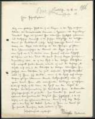 Brief von Hermann Bürgelin an Unbekannt
