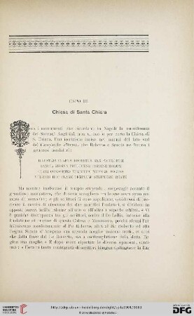 Capo III: Chiesa di Santa Chiara