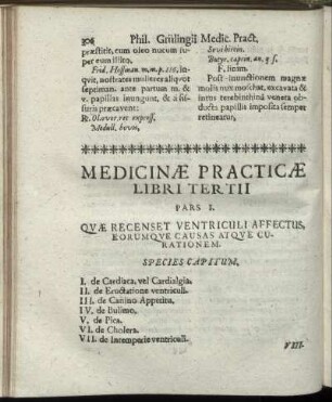 Pars I. Quæ Recenset Ventriculi Affectus, Eorumque Causas Atque Curationem.