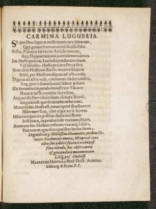 Carmina Lugubria.