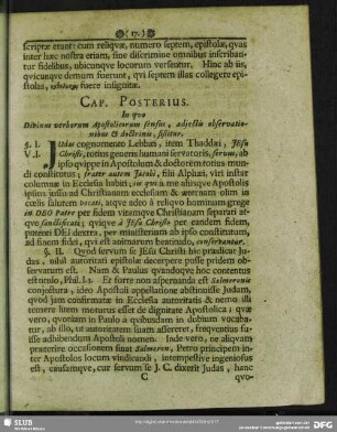 Cap. Posterius. In quo Divinus verborum Apostolicorum sensus, adiectis observationibus & doctrinis, sistitur