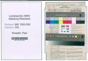 Entnazifizierung Paul Kroeplin , geb. 19.02.1892 (Steuersekretaer)