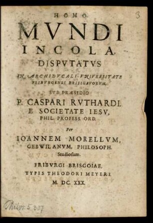 Homo Mundi Incola Disputatus