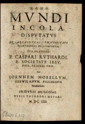 Homo Mundi Incola Disputatus