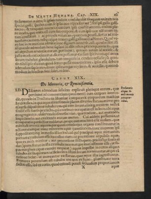 Caput XIX. De Memoria, & Reminiscentia.