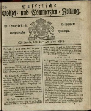 Nr. 85, Mittwoch, den 22sten October 1817