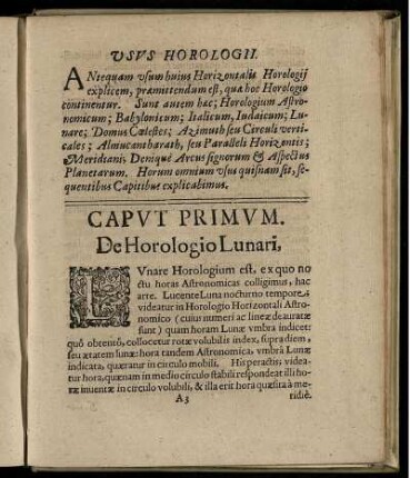 Caput Primum. De Horologio Lunari