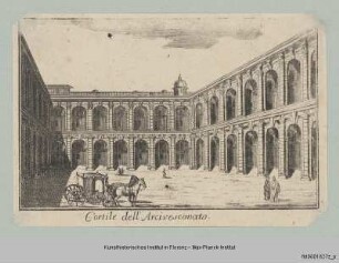 Veduten von Mailand : Vedute des Cortile della Canonica des Palazzo Arcivescovile in Mailand