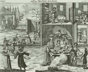 Das Kuchenbacken, Stich, 1726
