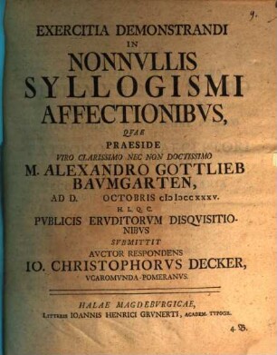 Exercitia Demonstrandi In Nonnvllis Syllogismi Affectionibvs