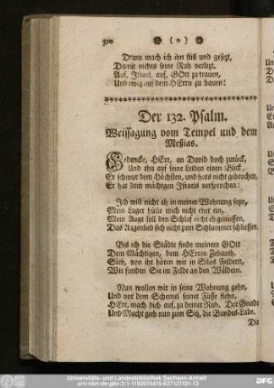 Der 132. Psalm. Weissagung vom Tempel und dem Meßias.