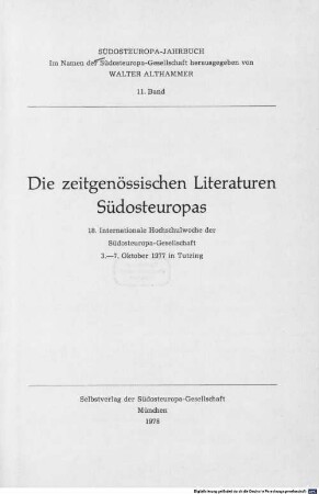 Die zeitgenössischen Literaturen Südosteuropas