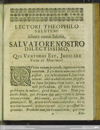 Lectori Theophilo Salutem [Praefatio]