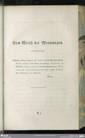 Vom Werth der Meynungen