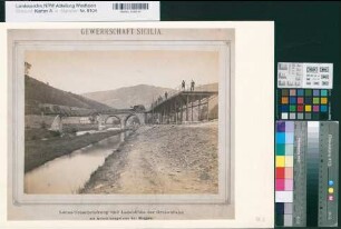 Meggen (Lennestadt) Gewerkschaft Sicilia Lennebrücke und Ladebühne der Grubenbahn am Anschlußgleis 1880 27 x 38 Fotos Landsberg-Velen Nr. 722