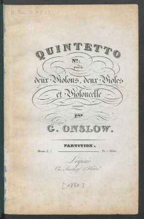 Quintetto No. 1 Pour deux Violons, deux Violes et Violoncelle : Oeuv. 1,1