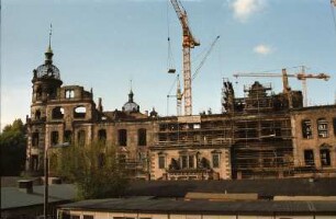 Residenzschloss : Dresden-Altstadt. Residenzschloss. Schlosskomplex während des Wiederaufbaues