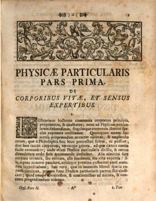 Philosophia Mentis, & Sensuum : Ad Usus Academicos Accommodata. 3, Physicam Particularem Secundis Curis Auctam Et Emendatam Comprehendens