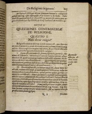 Sectio II. Quæstiones Controversæ De Religione.