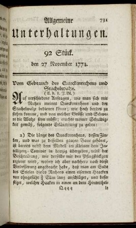 92 Stück. den 27 November 1771.