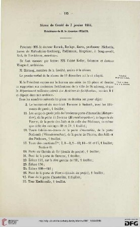 Séance du Comité du 7 janvier 1884
