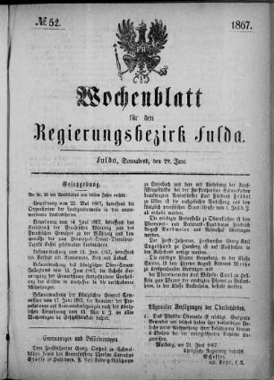 Nr. 52, Ausgabe vom 29. Juni 1867