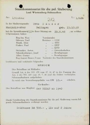 Sander, Otto