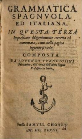 Grammatica Spagnvola, Ed Italiana