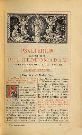 Breviarium Romanum ex decreto S.S. Concilii Tridentini restitutum S. Pii V. Pont. Max. iussu editum, Clementis VIII., Urbani VIII. et Leonis XIII. auctoritate recognitum, P.Autumnalis