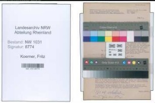 Entnazifizierung Fritz Koerner , geb. 20.11.1906 (Regierungsrat)