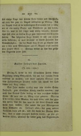 21. Kaiser Joseph der Zweite. (J. 1765 - 1790.)