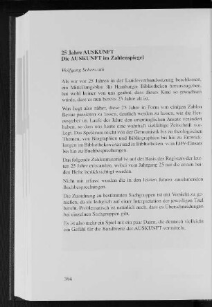 25 Jahre AUSKUNFT Die AUSKUNFT im Zahlenspiegel