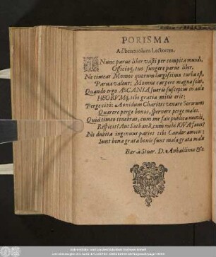 Porisma Ad benevolum Lectorem.