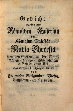 Gesammlete Frauenzimmer Gedichte, 1