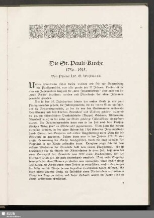 Die St. Pauli-Kirche. 1750-1925