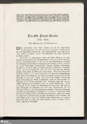 Die St. Pauli-Kirche. 1750-1925