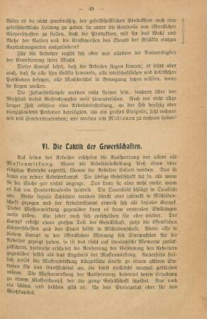 VI. Die Taktik der Gewerkschaften.