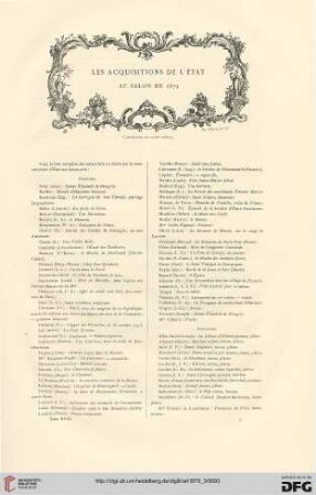 Les acquisition de l'Ètat au salon de 1879