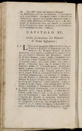 Capitolo XV. Della formazione del Plurale de' Nomi Sustantivi